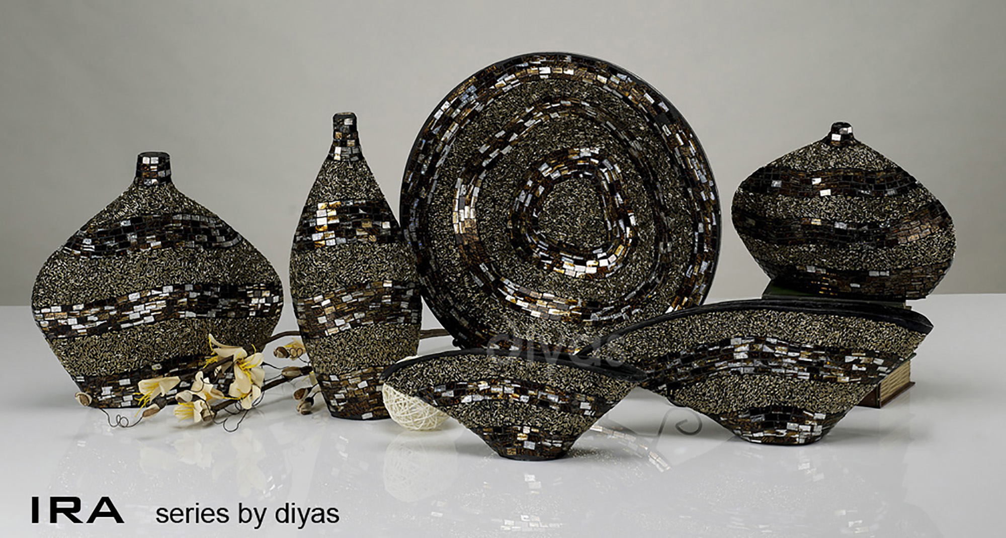 Ira Mosaic Art Glassware Diyas Home Vases